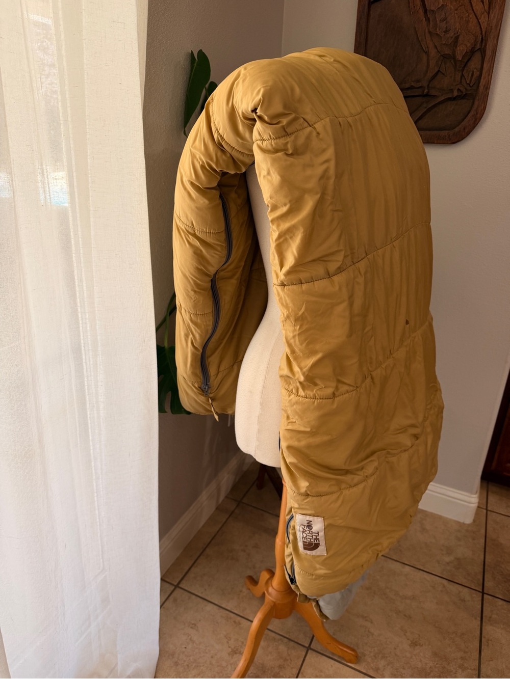 Vintage The North Face Brown Label Sleeping Bag USA Made Mustard Gold